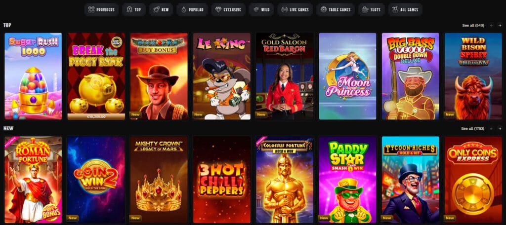 Wildsino Game Selection