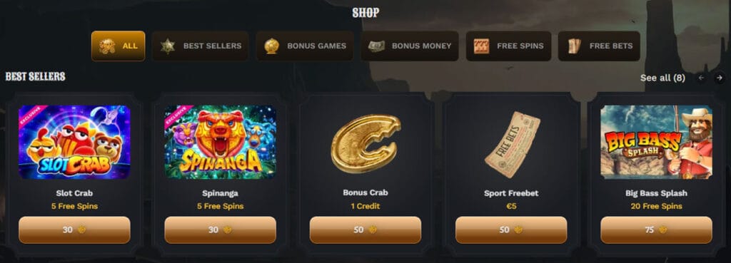 Wildsino Shop and Reward System